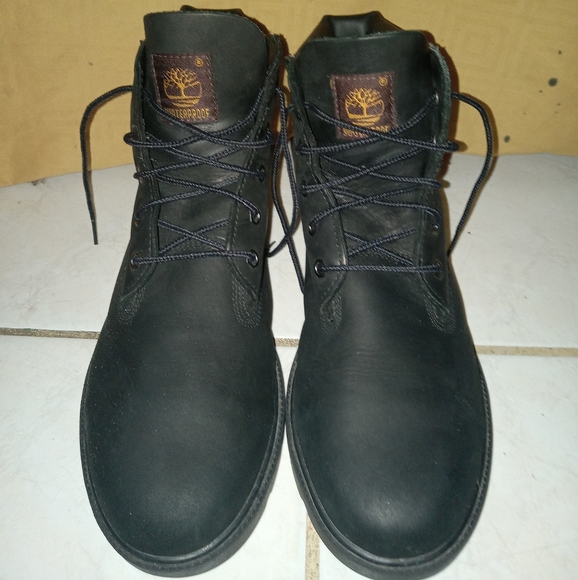 TIMBERLAND boots sz 7 PREMIUM WATERPROOF  Leather Black Youth/Men unisex - Picture 5 of 9